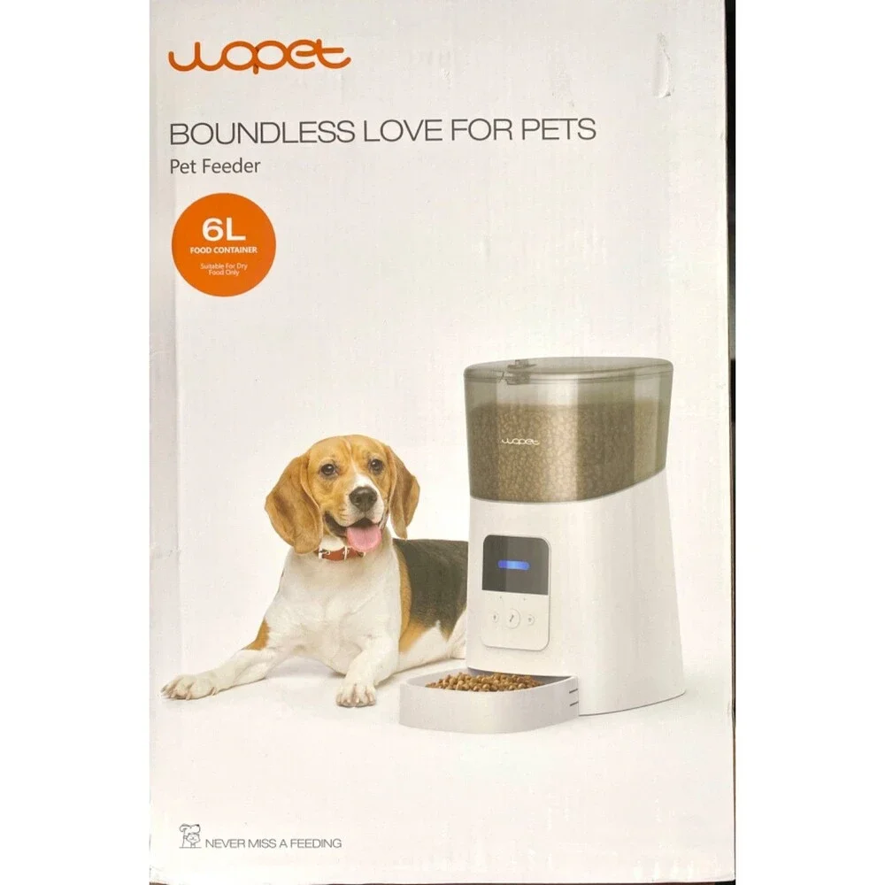 6L Automatic Pet Feeder, Wifi with APP Control for Remote Feeder - Used 1 Time